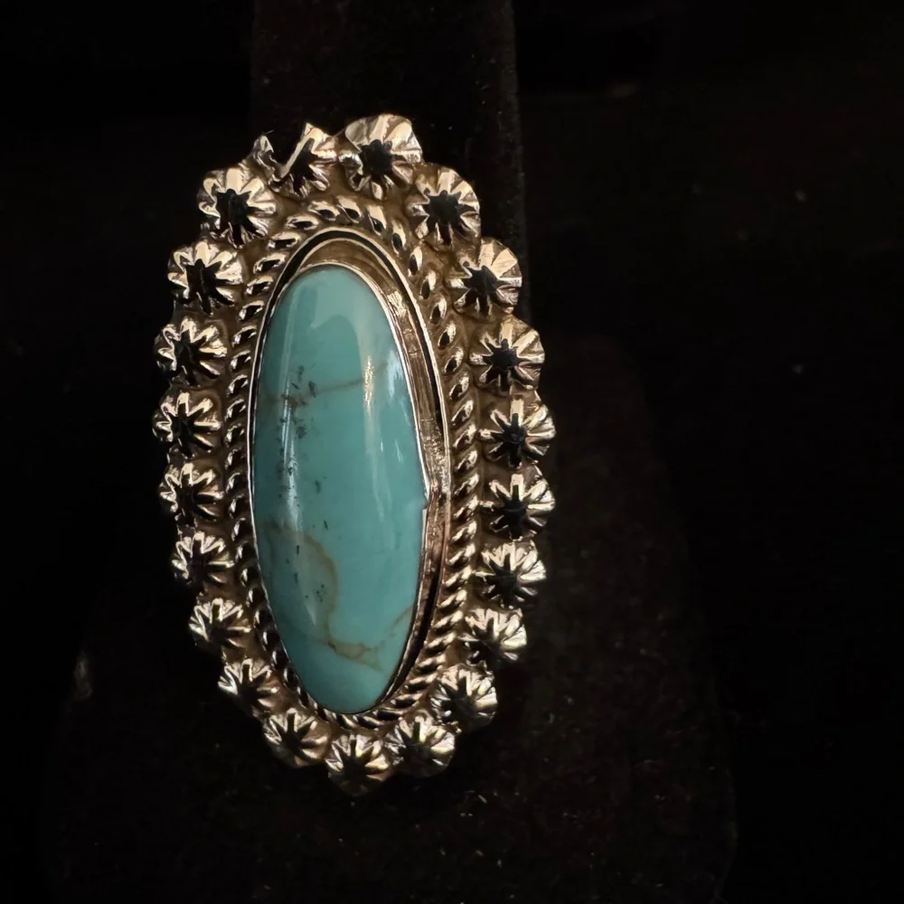 Sterling Silver and genuine kingman Turquoise Oval‎ ring